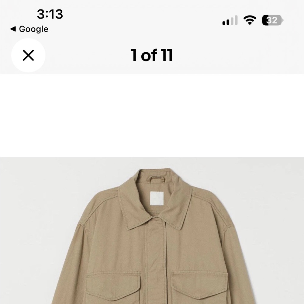H&M box Utility Jacket in Khaki 100% cotton size small - Picture 2 of 11